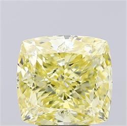 Picture of Lab Grown Diamond 5.03 Carats, CUSHION MODIFIED with  Cut, Fancy Intense Yellow Color, VS1 Clarity and Certified by IGI
