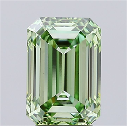 Picture of Lab Grown Diamond 3.17 Carats, Emerald with  Cut, Fancy Vivid Green Color, VS1 Clarity and Certified by IGI