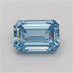 Picture of Lab Grown Diamond 1.84 Carats, Emerald with  Cut, Fancy Vivid Blue Color, VS2 Clarity and Certified by IGI