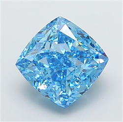 Picture of Lab Grown Diamond 4.42 Carats, CUSHION MODIFIED with  Cut, Fancy Vivid Blue Color, VS1 Clarity and Certified by IGI
