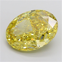 Picture of Lab Grown Diamond 11.06 Carats, Oval with  Cut, Fancy Vivid Yellow Color, VS2 Clarity and Certified by IGI