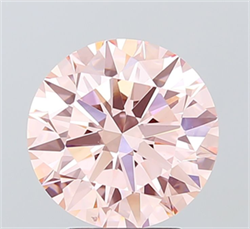 Picture of Lab Grown Diamond 3.50 Carats, Round with Ideal Cut, Fancy Intense Pink Color, VVS2 Clarity and Certified by IGI