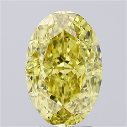 Picture of Lab Grown Diamond 4.31 Carats, Oval with  Cut, Fancy Intense Yellow Color, VS2 Clarity and Certified by IGI