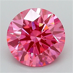Picture of Lab Grown Diamond 1.50 Carats, Round with Ideal Cut, Fancy Vivid Pink Color, VS1 Clarity and Certified by IGI