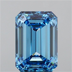 Picture of Lab Grown Diamond 3.57 Carats, Emerald with  Cut, Fancy Vivid Blue Color, VS1 Clarity and Certified by IGI