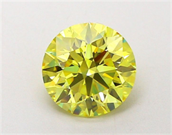 Picture of Lab Grown Diamond 1.55 Carats, Round with Excellent Cut, Fancy Vivid Yellow Color, VVS1 Clarity and Certified by IGI