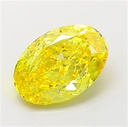 Picture of Lab Grown Diamond 2.02 Carats, Oval with  Cut, Fancy Vivid Yellow Color, VVS1 Clarity and Certified by IGI