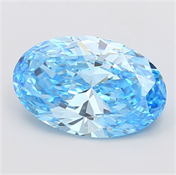 Picture of Lab Grown Diamond 5.01 Carats, Oval with  Cut, Fancy Vivid Blue Color, VS1 Clarity and Certified by IGI