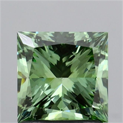 Picture of Lab Grown Diamond 1.53 Carats, Princess with  Cut, Fancy Vivid Green Color, VS1 Clarity and Certified by IGI