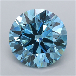 Picture of Lab Grown Diamond 2.52 Carats, Round with Ideal Cut, Fancy Vivid Blue Color, VVS2 Clarity and Certified by IGI