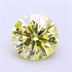 Picture of Lab Grown Diamond 1.63 Carats, Round with Ideal Cut, Fancy Yellow Color, IF Clarity and Certified by IGI
