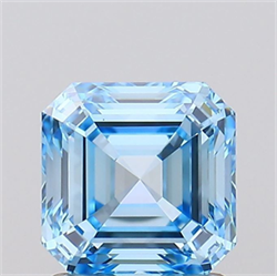 Picture of Lab Grown Diamond 1.50 Carats, Asscher with  Cut, Fancy Vivid Blue Color, VVS2 Clarity and Certified by IGI