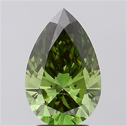 Picture of Lab Grown Diamond 3.04 Carats, Pear with  Cut, Fancy Green Color, VS1 Clarity and Certified by IGI