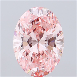 Picture of Lab Grown Diamond 5.02 Carats, Oval with  Cut, Fancy Vivid Pink Color, VS1 Clarity and Certified by IGI