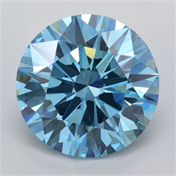 Picture of Lab Grown Diamond 2.46 Carats, Round with Ideal Cut, Fancy Vivid Blue Color, VVS2 Clarity and Certified by IGI