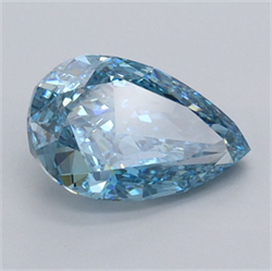 Picture of Lab Grown Diamond 1.59 Carats, Pear with  Cut, Fancy Vivid Blue Color, VS2 Clarity and Certified by IGI
