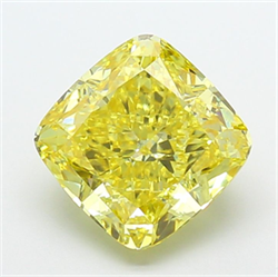 Picture of Lab Grown Diamond 4.08 Carats, CUSHION MODIFIED with  Cut, Fancy Vivid Yellow Color, VS1 Clarity and Certified by IGI