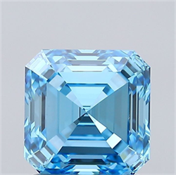 Picture of Lab Grown Diamond 1.43 Carats, Asscher with  Cut, Fancy Vivid Blue Color, VS1 Clarity and Certified by IGI