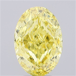 Picture of Lab Grown Diamond 4.07 Carats, Oval with  Cut, Fancy Intense Yellow Color, VS1 Clarity and Certified by IGI