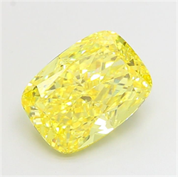 Picture of Lab Grown Diamond 4.50 Carats, CUSHION MODIFIED with  Cut, Fancy Vivid Yellow Color, VS1 Clarity and Certified by IGI