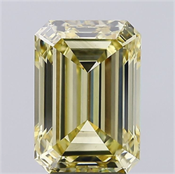 Picture of Lab Grown Diamond 3.88 Carats, Emerald with  Cut, Fancy Yellow Color, VS2 Clarity and Certified by IGI