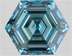 Picture of Lab Grown Diamond 7.01 Carats, HEXAGONAL with  Cut, Fancy Vivid Blue Color, VS1 Clarity and Certified by IGI
