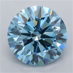 Picture of Lab Grown Diamond 3.53 Carats, Round with Ideal Cut, Fancy Vivid Blue Color, VVS2 Clarity and Certified by IGI
