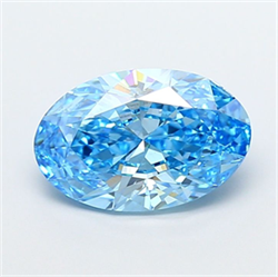 Picture of Lab Grown Diamond 3.03 Carats, Oval with  Cut, Fancy Vivid Blue Color, VS2 Clarity and Certified by IGI