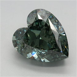 Picture of Lab Grown Diamond 2.83 Carats, Heart with  Cut, Fancy Vivid Green Color, VVS2 Clarity and Certified by IGI