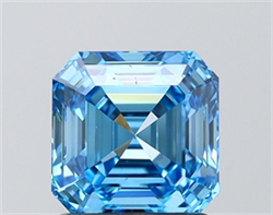Picture of Lab Grown Diamond 1.61 Carats, Asscher with  Cut, Fancy Vivid Blue Color, VS1 Clarity and Certified by IGI