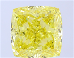 Picture of Lab Grown Diamond 10.18 Carats, CUSHION MODIFIED with  Cut, Fancy Intense Yellow Color, VS1 Clarity and Certified by IGI