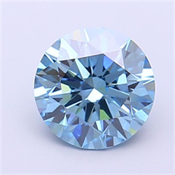 Picture of Lab Grown Diamond 1.24 Carats, Round with Ideal Cut, Fancy Vivid Blue Color, VVS2 Clarity and Certified by IGI