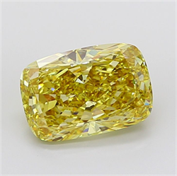 Picture of Lab Grown Diamond 9.03 Carats, CUSHION MODIFIED with  Cut, Fancy Vivid Yellow Color, VS1 Clarity and Certified by IGI