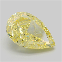 Picture of Lab Grown Diamond 4.02 Carats, Pear with  Cut, Fancy Vivid Yellow Color, VS1 Clarity and Certified by IGI