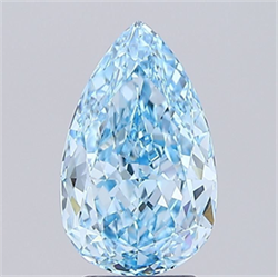 Picture of Lab Grown Diamond 3.55 Carats, Pear with  Cut, Fancy Vivid Blue Color, VVS2 Clarity and Certified by IGI