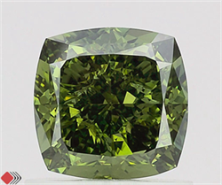 Picture of Lab Grown Diamond 1.23 Carats, CUSHION MODIFIED with  Cut, Fancy Vivid Green Color, VVS2 Clarity and Certified by IGI