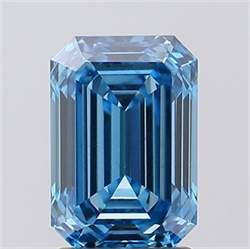 Picture of Lab Grown Diamond 2.17 Carats, Emerald with  Cut, Fancy Vivid Blue Color, VS1 Clarity and Certified by IGI