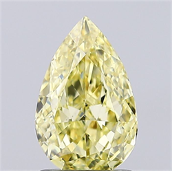 Picture of Lab Grown Diamond 1.27 Carats, Pear with  Cut, Fancy Intense Yellow Color, VS1 Clarity and Certified by IGI