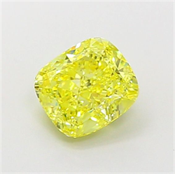 Picture of Lab Grown Diamond 1.35 Carats, CUSHION MODIFIED with  Cut, Fancy Vivid Yellow Color, VVS1 Clarity and Certified by IGI