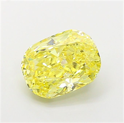 Picture of Lab Grown Diamond 2.53 Carats, CUSHION MODIFIED with  Cut, Fancy Vivid Yellow Color, VS1 Clarity and Certified by IGI