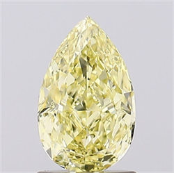 Picture of Lab Grown Diamond 1.21 Carats, Pear with  Cut, Fancy Intense Yellow Color, VVS2 Clarity and Certified by IGI