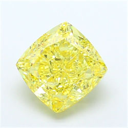 Picture of Lab Grown Diamond 6.07 Carats, CUSHION MODIFIED with  Cut, Fancy Vivid Yellow Color, VS1 Clarity and Certified by IGI