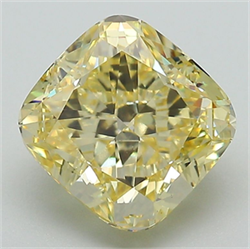 Picture of Lab Grown Diamond 3.36 Carats, Cushion with  Cut, Fancy Intense Yellow Color, VS1 Clarity and Certified by IGI