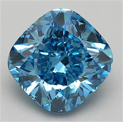 Picture of Lab Grown Diamond 2.00 Carats, Cushion with  Cut, Fancy Vivid Blue Color, VVS2 Clarity and Certified by IGI