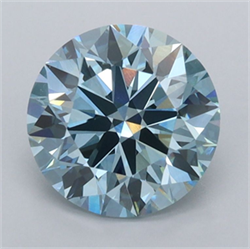 Picture of Lab Grown Diamond 2.00 Carats, Round with Excellent Cut, Fancy Vivid Blue Color, VVS2 Clarity and Certified by IGI
