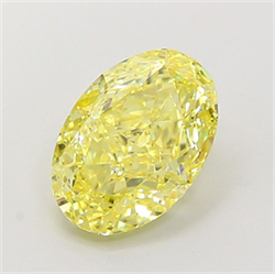 Picture of Lab Grown Diamond 3.07 Carats, Oval with  Cut, Fancy Intense Yellow Color, VS1 Clarity and Certified by IGI