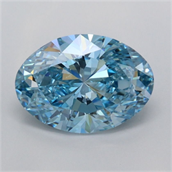 Picture of Lab Grown Diamond 1.52 Carats, Oval with  Cut, Fancy Vivid Blue Color, VVS2 Clarity and Certified by IGI