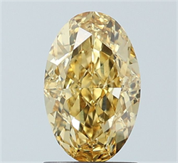 Picture of Lab Grown Diamond 1.77 Carats, Oval with  Cut, Fancy Vivid Yellow Color, VS1 Clarity and Certified by IGI
