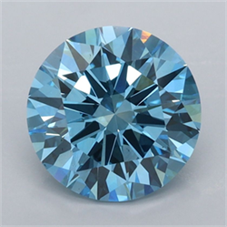 Picture of Lab Grown Diamond 2.50 Carats, Round with Ideal Cut, Fancy Vivid Blue Color, VS1 Clarity and Certified by IGI