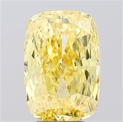 Picture of Lab Grown Diamond 5.09 Carats, Cushion with  Cut, Fancy Vivid Yellow Color, VVS2 Clarity and Certified by IGI